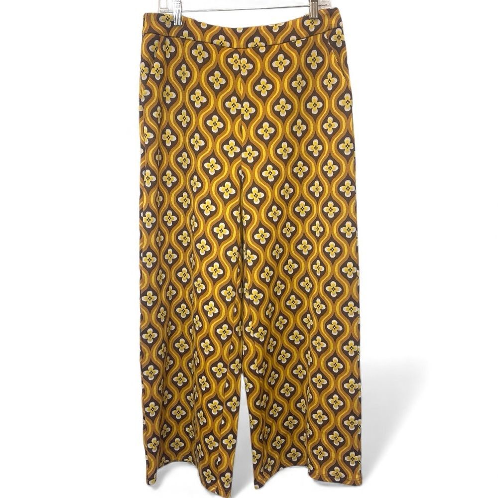 Cider Size 32 Patterned Knit Fabric Pants Wide Leg Groovy 79s Floral Print